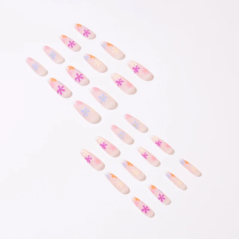Artificial nail extensions with colorful floral pattern Stornfield