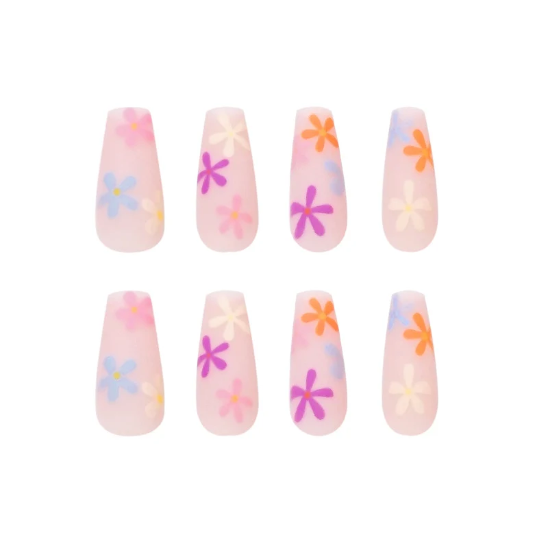 Artificial nail extensions with colorful floral pattern Stornfield