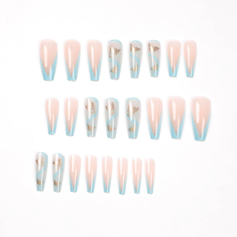 Artificial nail extensions in an elegant style with floral design Stornfield