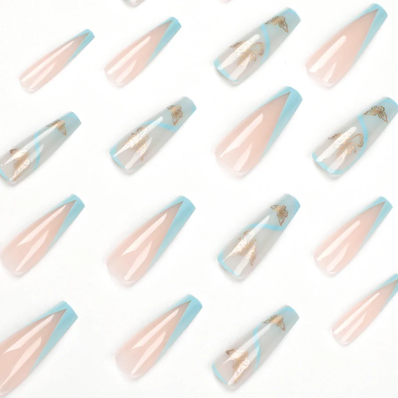 Artificial nail extensions in an elegant style with floral design Stornfield