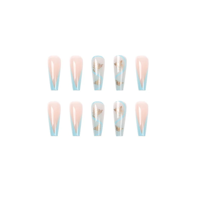 Artificial nail extensions in an elegant style with floral design Stornfield