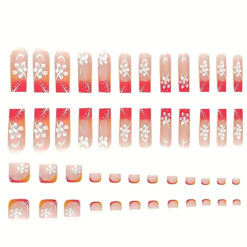 Trendige Blumige Acryl-Nagelkunst-Set Karnz
