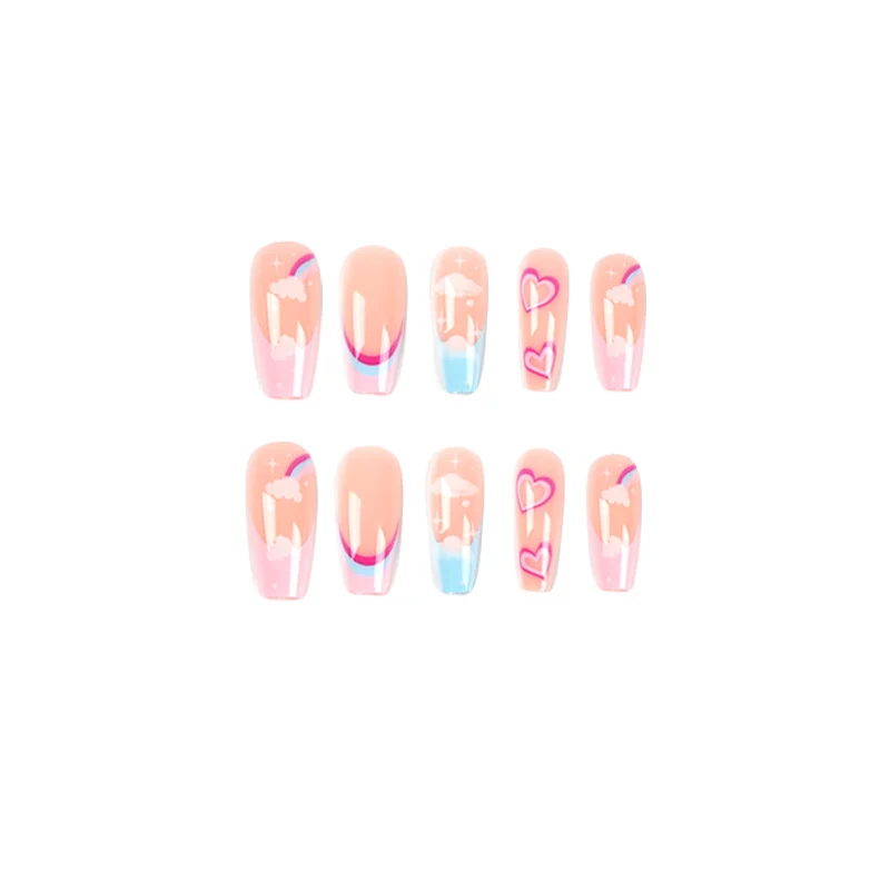 Artificial nail art with rainbow design Stornfield