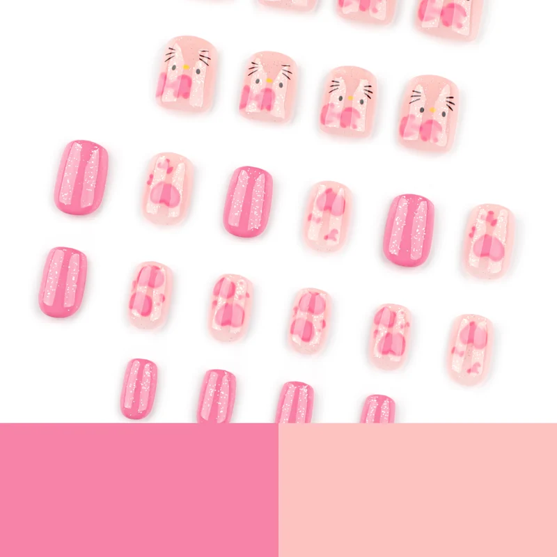 Artificial nail art with cute animal and heart motifs Stornfield