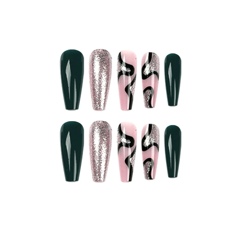 Artificial nail art with elegant glitter and gradient effects Stornfield