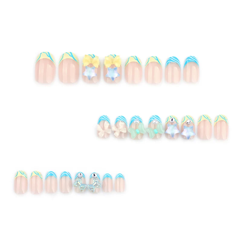 Artificial nail art with colorful pastel designs and 3D embellishments Stornfield