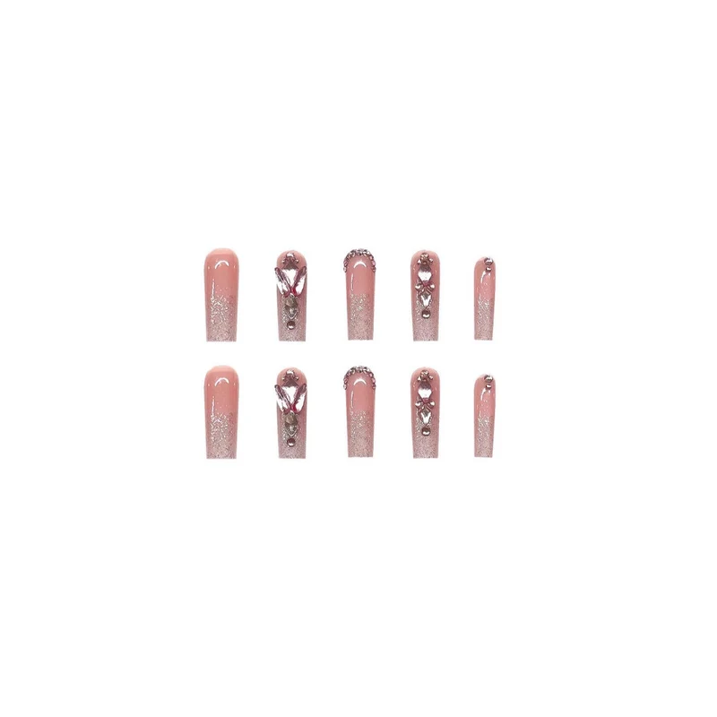 Glamouröse, kristallverzierte Press-On-Nail-Extensions Karnz