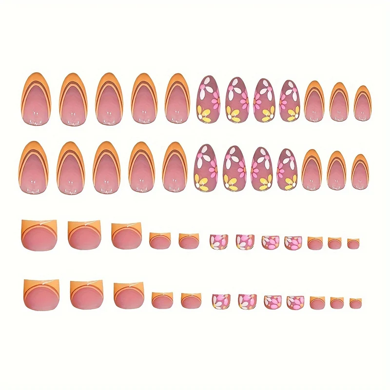 Blumendesignet Press-On Nagelkunst Karnz