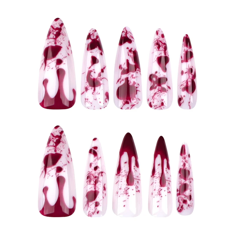 Artificial long stiletto nails with blood design Stornfield