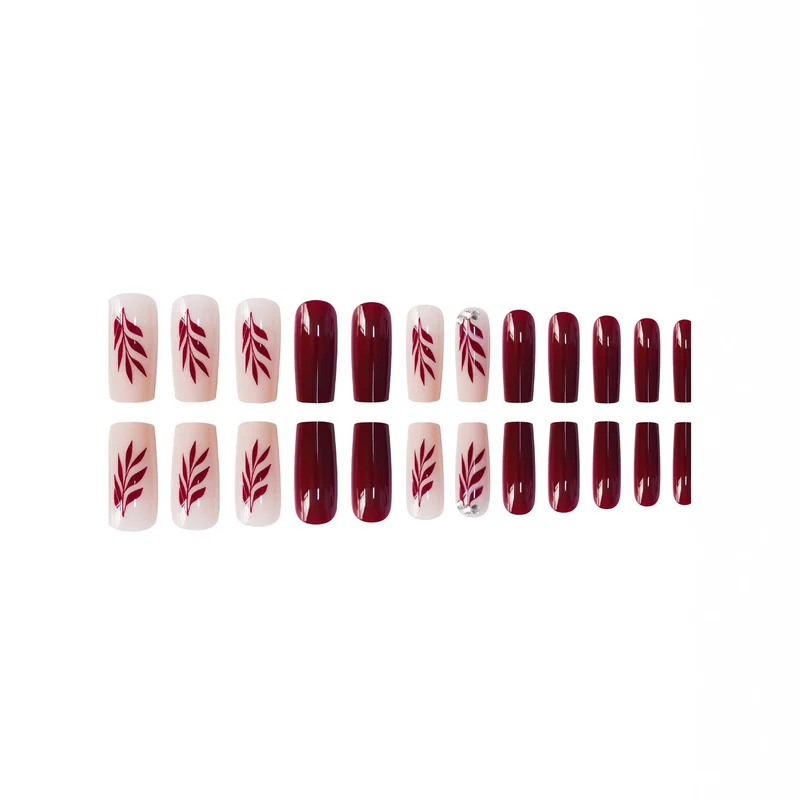 Elegante Blatt-Design Acryl-Nagelkunst Karnz