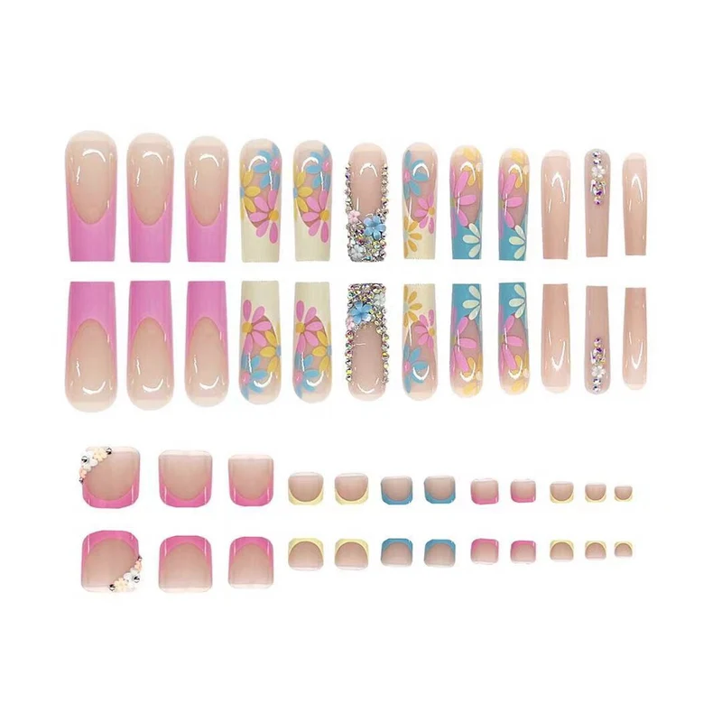 Florale Verzierte Press-On Nagel Set Karnz