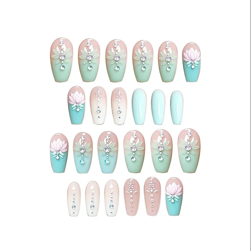 Floral und Edelstein Nagelkunst Verlängerungen Karnz