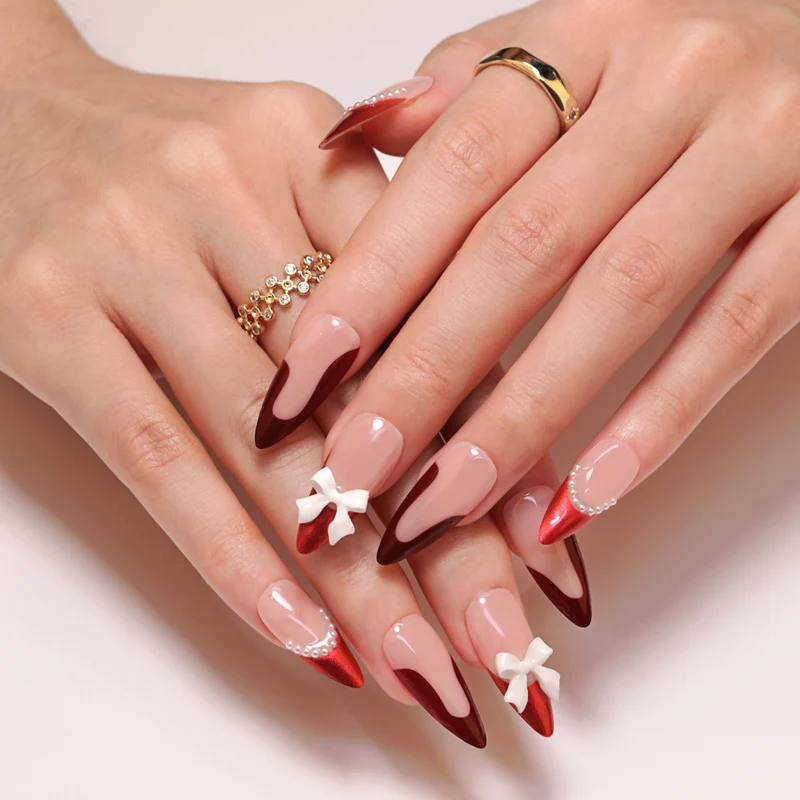 Artificial acrylic nails with detailed floral accents Stornfield
