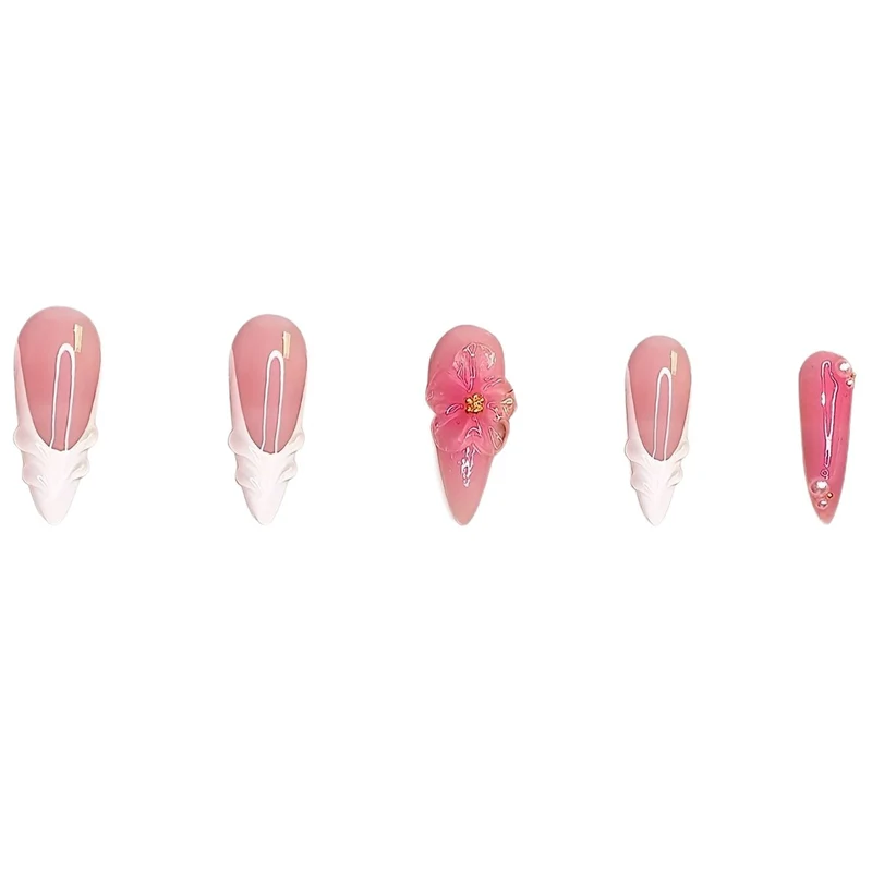 Dekorative Blumen Press-On Nagel Set Karnz