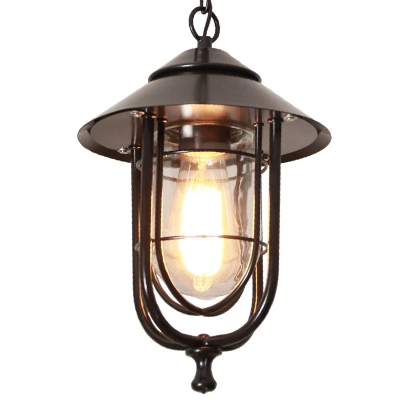 Industrial Vintage Aluminum Cage Glass 1-Light Outdoor Waterproof Pendant Light | Stornfield