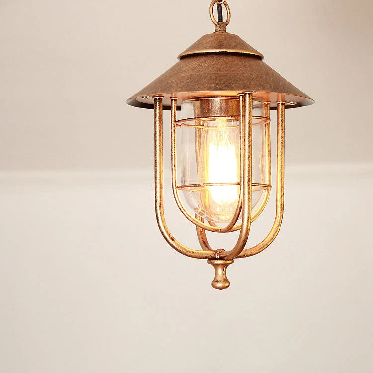Industrial Vintage Aluminum Cage Glass 1-Light Outdoor Waterproof Pendant Light | Stornfield