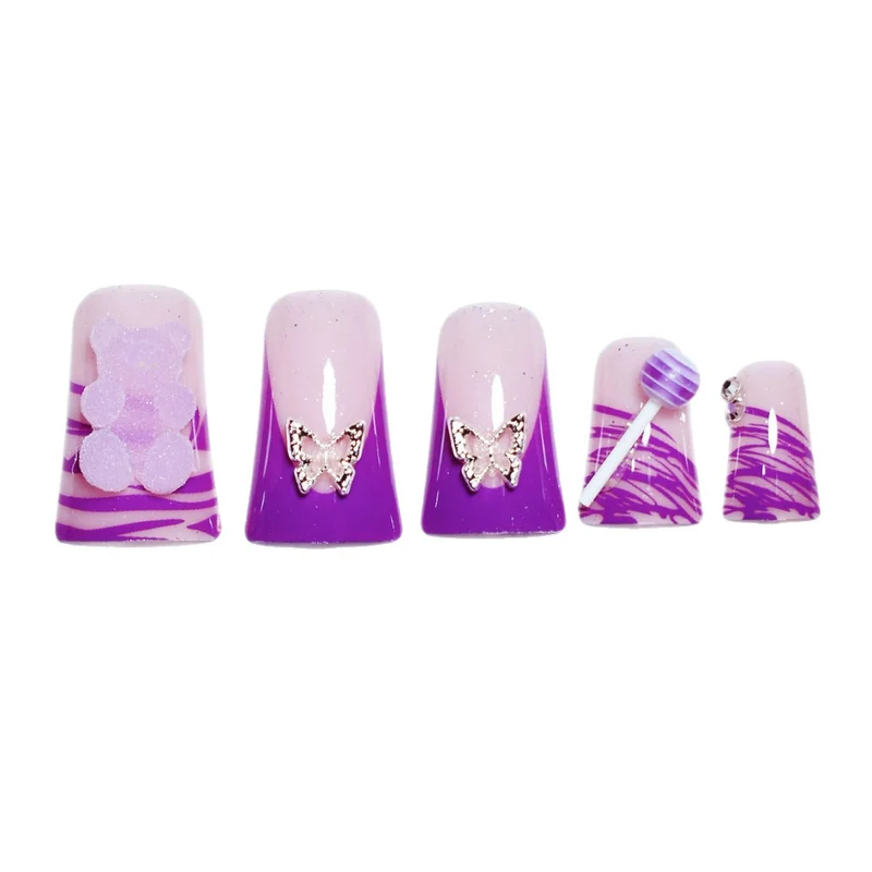 Kreatives Schmetterlings- und Süßigkeiten-inspiriertes Nagelset Karnz