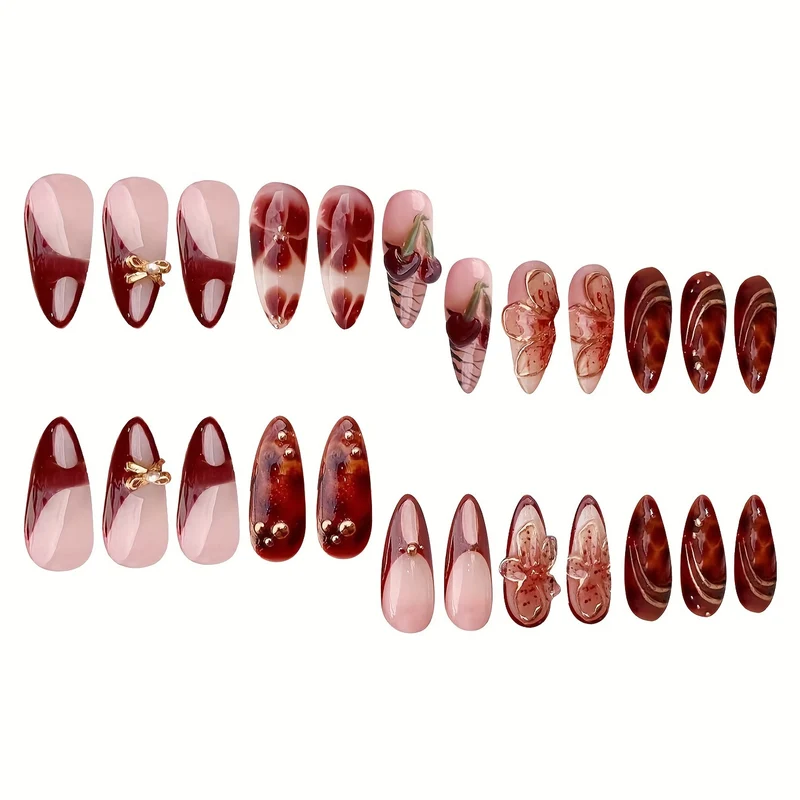 Künstlerisches blumeninspiriertes Acryl-Nagel-Set Karnz