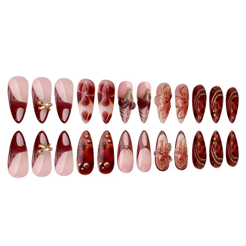 Künstlerisches blumeninspiriertes Acryl-Nagel-Set Karnz