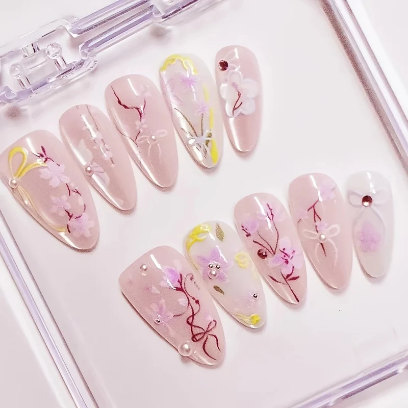 Künstlerisches Floral Press-On Nagelset Karnz 1789447219