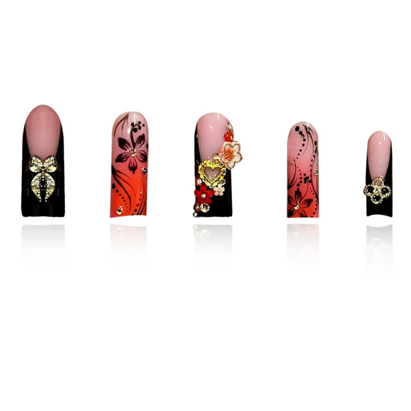 Künstlerisches Blumenmuster Nagelset Karnz
