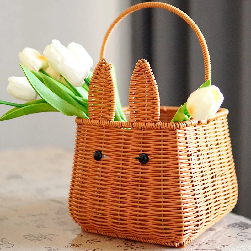 Cute Rabbit Ears Woven Storage Basket Stornfield