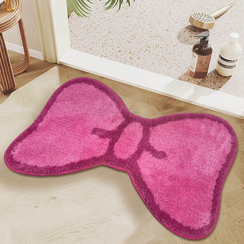 Bow-Shaped Plush Bath Mat