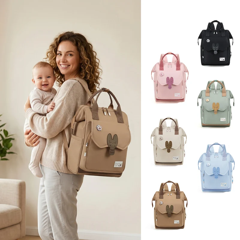 Cute Character Multi-Pocket Diaper Backpack Stornfield