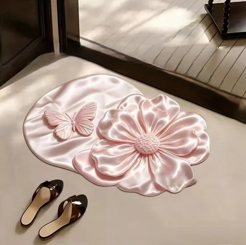 Floral Design Shaped Bath Mat