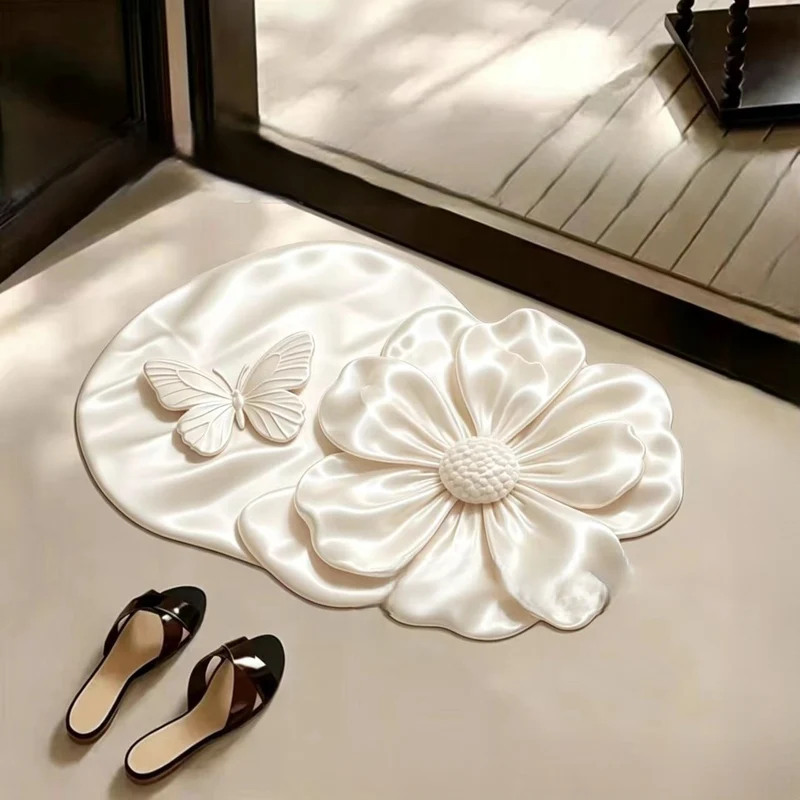 Floral Design Shaped Bath Mat