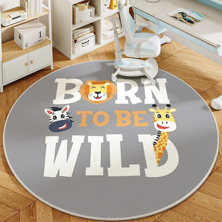 Round Cartoon Panda-Themed Area Rug