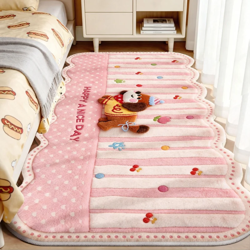 Plush Playful Bunny and Mushroom Area Rug