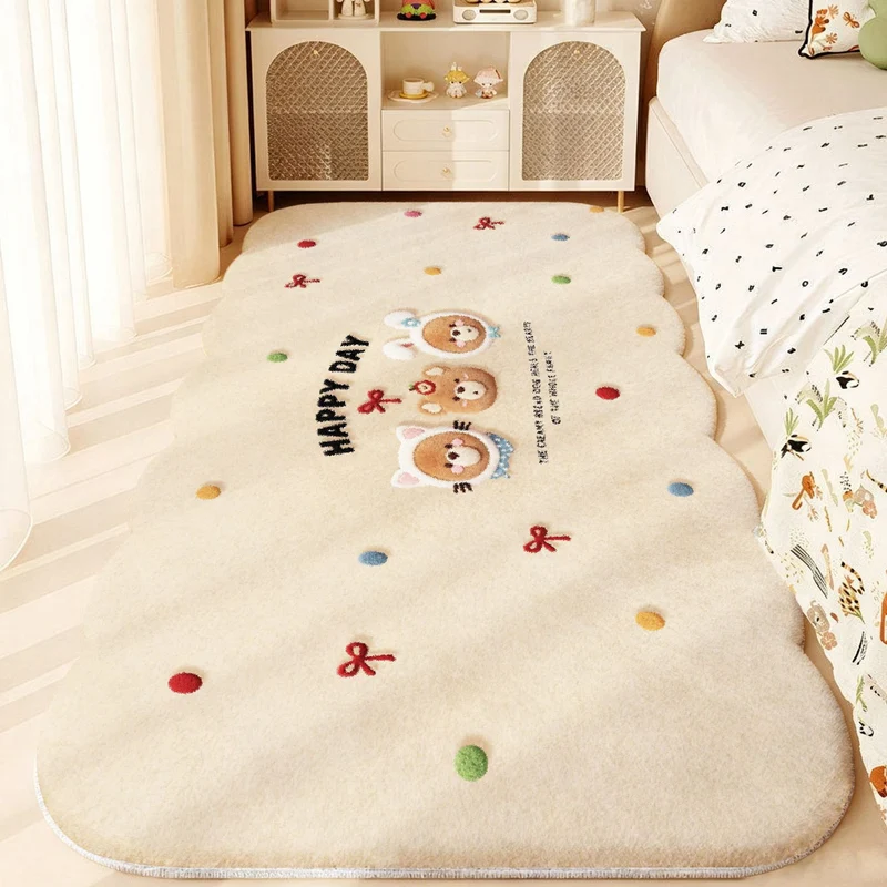 Plush Playful Bunny and Mushroom Area Rug