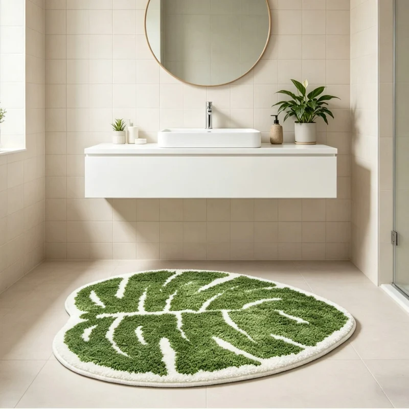 Plush Leaf-Shaped Area Rug