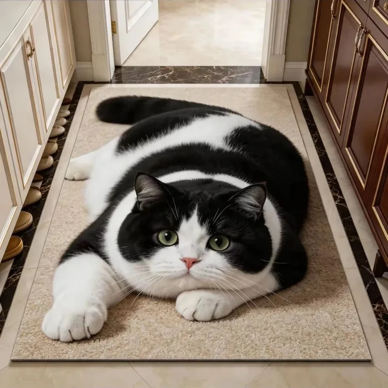 Plush Cat-Themed Area Mat