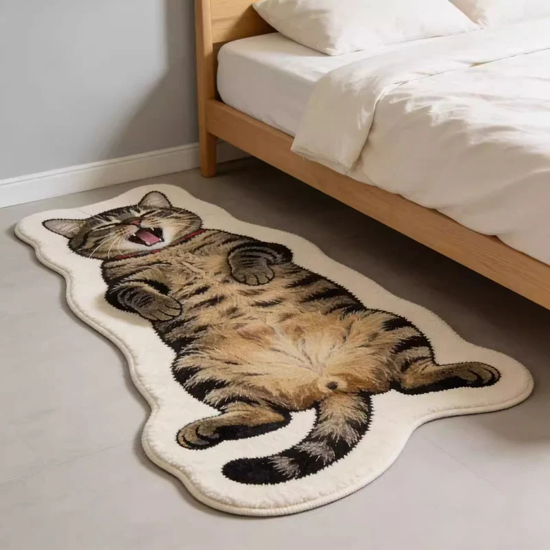 Cute Cat-Themed Plush Area Rug