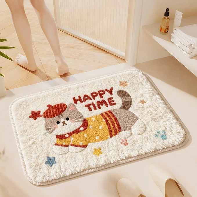 Cute Cat-Themed Bath Mat
