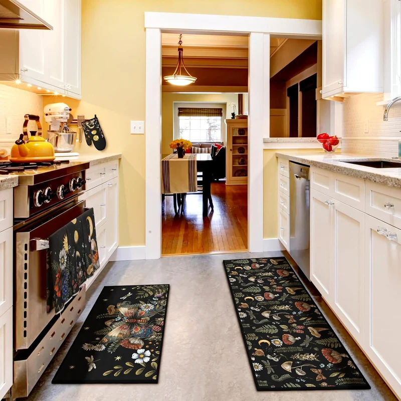 Colorful Floral Pattern Kitchen Mat Set