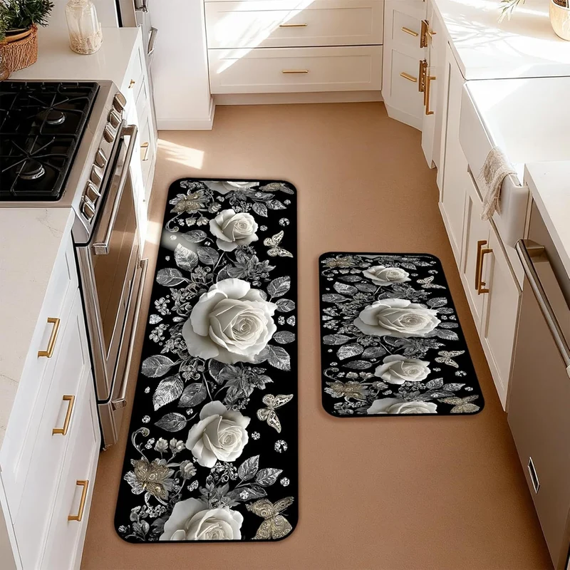 Colorful Floral Pattern Kitchen Mat Set