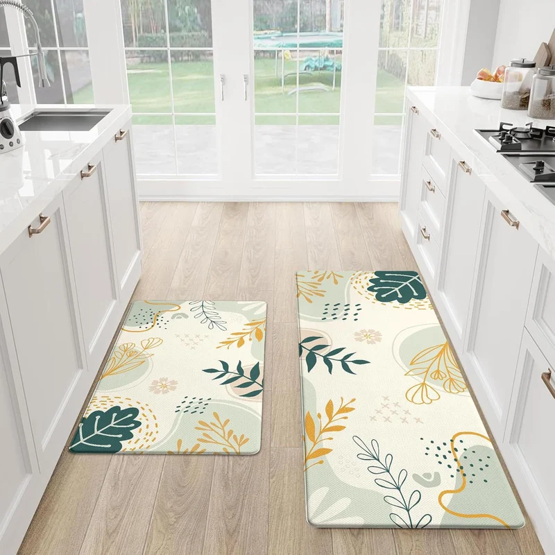 Colorful Floral Pattern Kitchen Mat Set