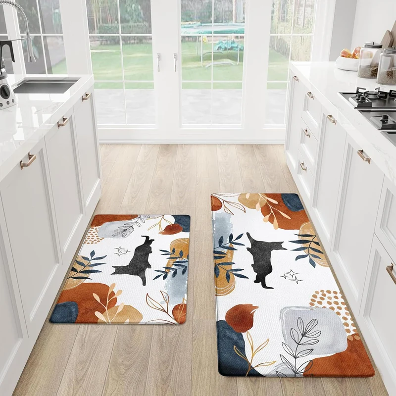Colorful Floral Pattern Kitchen Mat Set