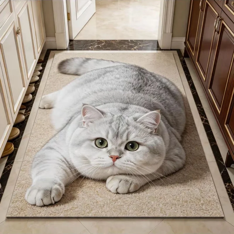 Cat-Themed Plush Area Mat