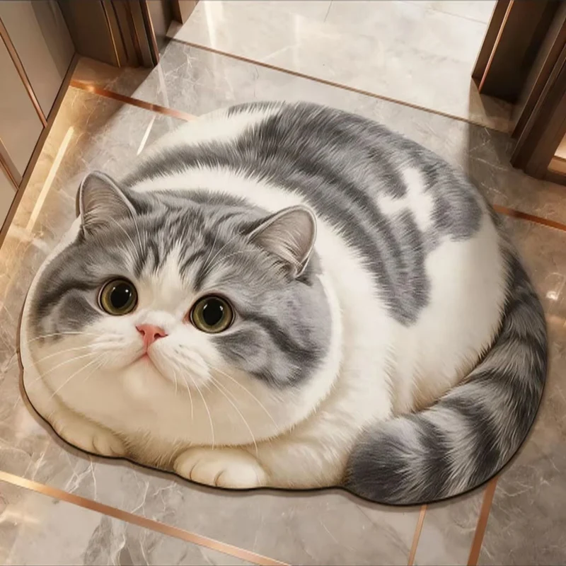 Cat-Themed Non-Slip Bathroom Rug