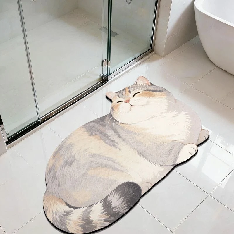 Cat-Shaped Plush Bath Mat
