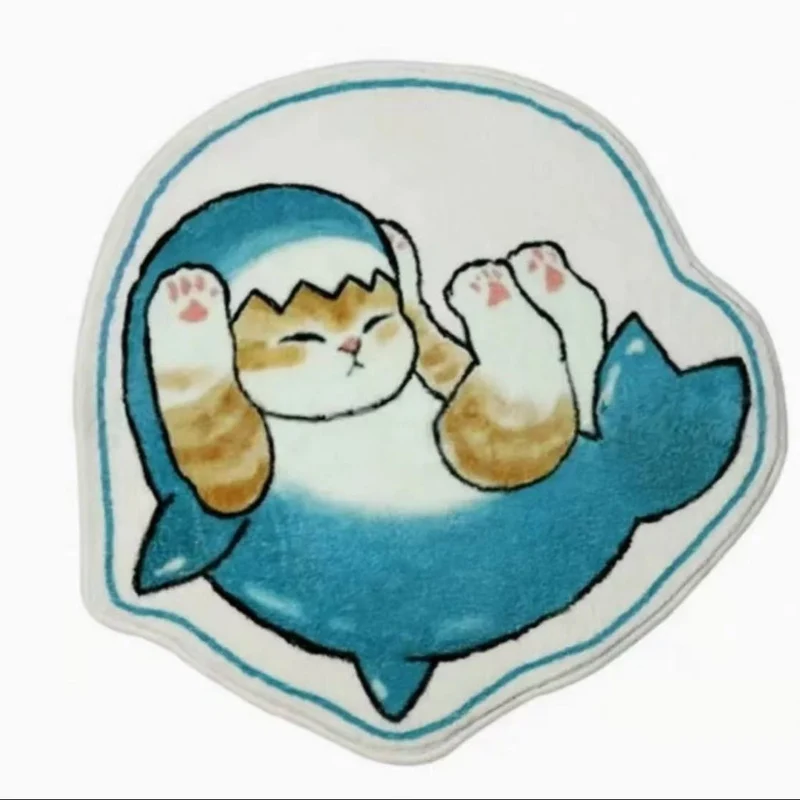 Cartoon Cat-Themed Round Area Rug