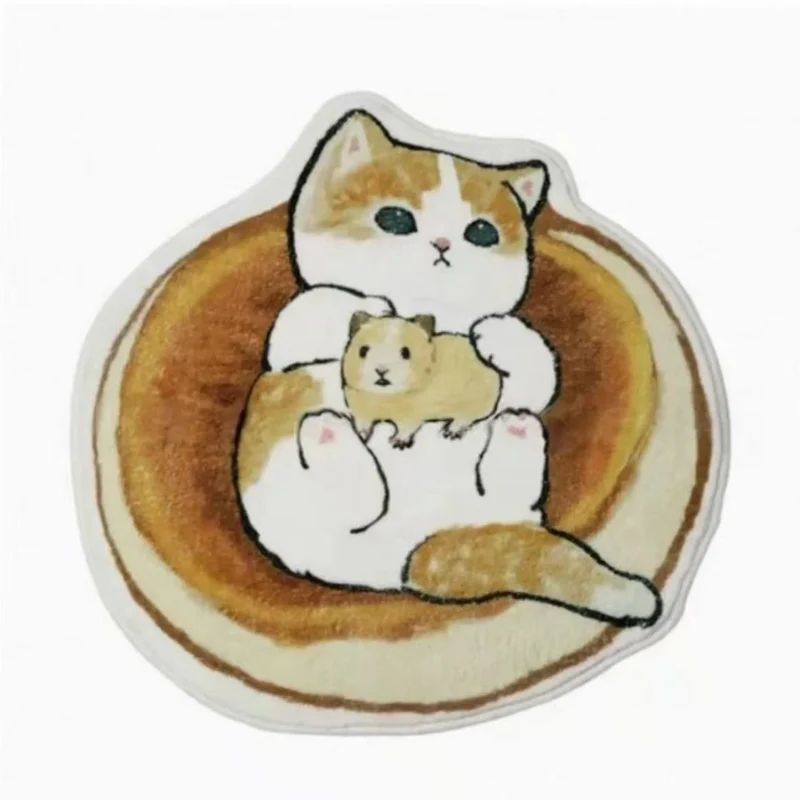 Cartoon Cat-Themed Round Area Rug