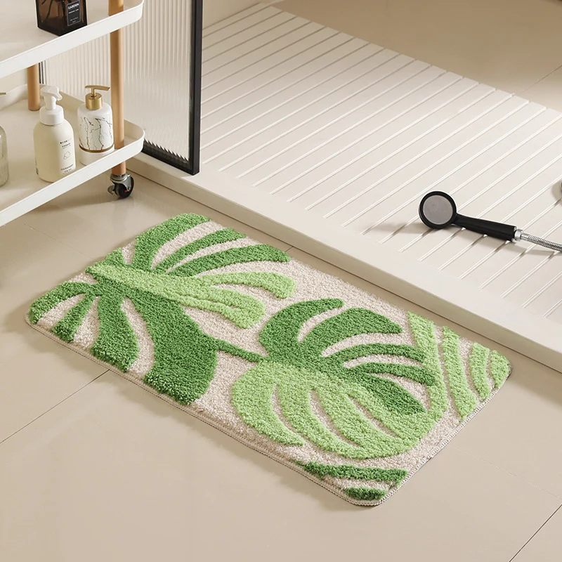 Artistic Leaf Pattern Bath Mat