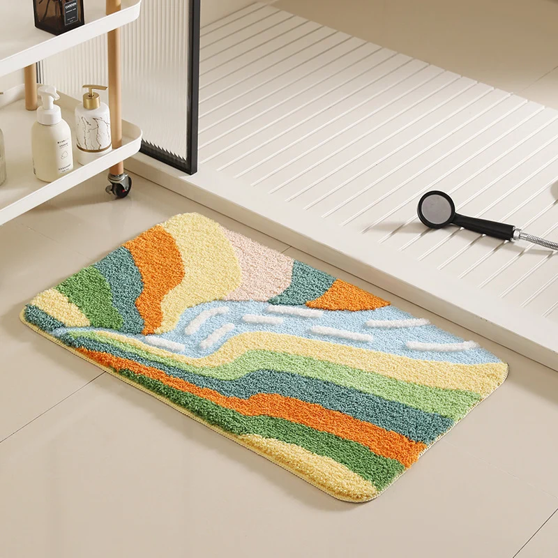 Artistic Leaf Pattern Bath Mat