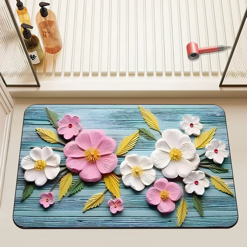 Artistic Floral Bath Mat