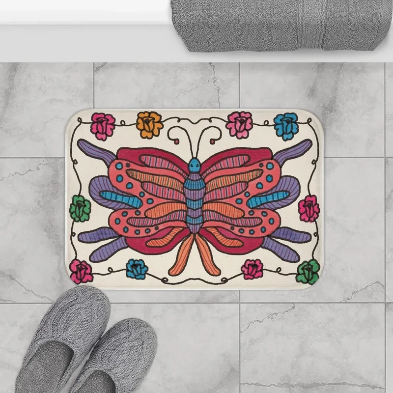 Floral-Themed Plush Bath Mat